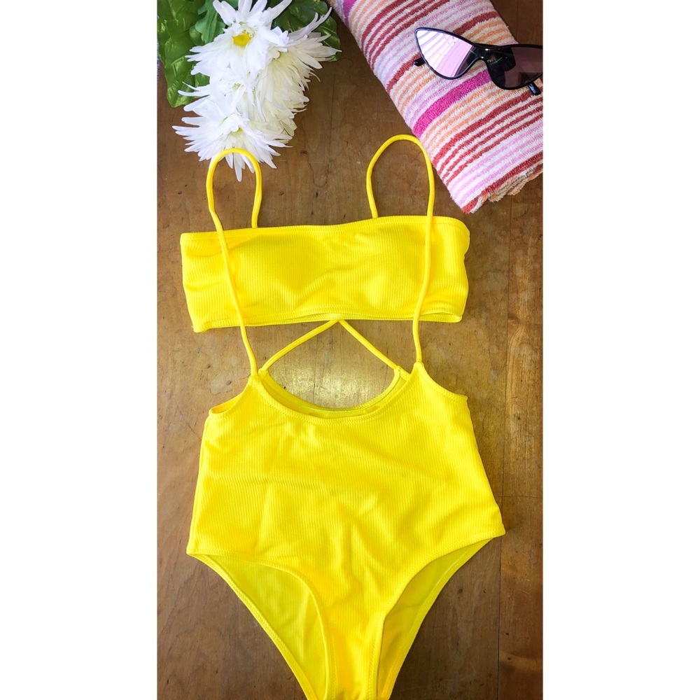 Bright yellow bathing suit